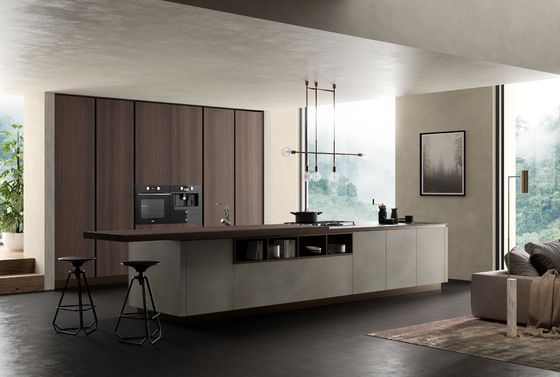 Tailored Wood Grain Kitchen Cabinets Wood Veneer Walnut Color Kitchen Cabinets