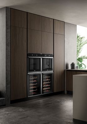 Tailored Modern Wood Veneer Kitchen Cabinets System Customized With Storage Cabinet