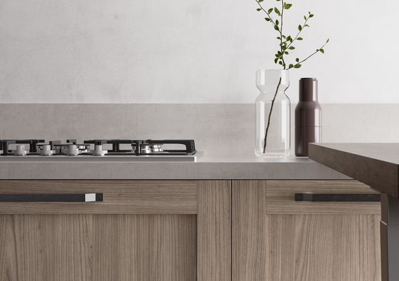 Tailored PET Retro Kitchen Cabinets Customized Kitchen System Stainless Steel Handle