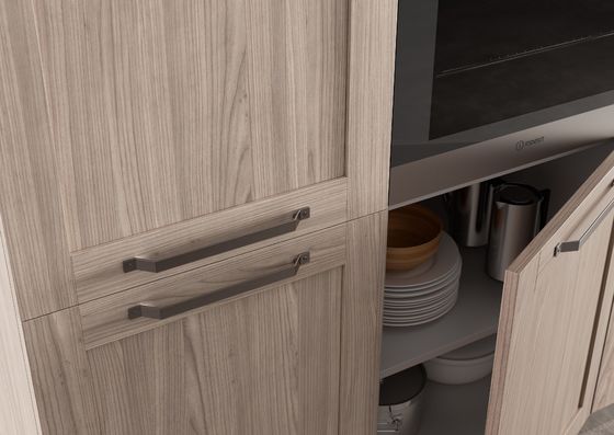 Tailored PET Retro Kitchen Cabinets Customized Kitchen System Stainless Steel Handle