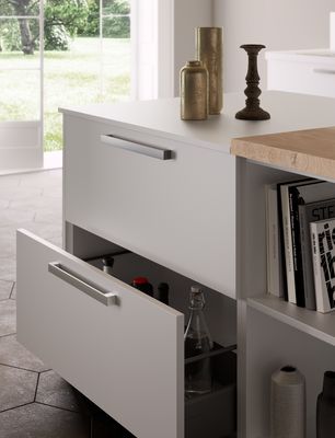 White Wood Grain EB Board Kitchen Cabinet Tailored Freestanding Sideboard