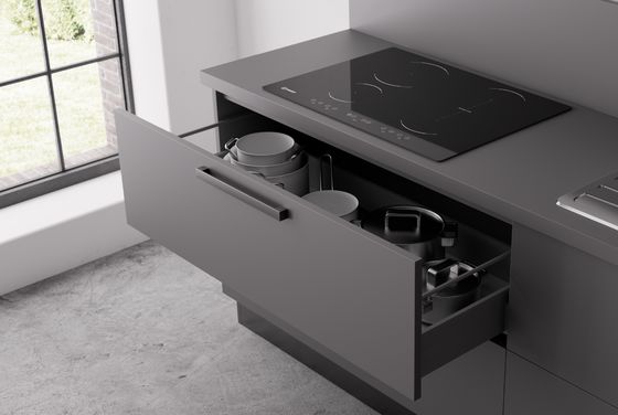 Customized Grey And Black Kitchen Cabinets Tailored EB Kitchen Set