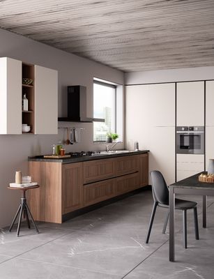Customized Grey And Black Kitchen Cabinets Tailored EB Kitchen Set
