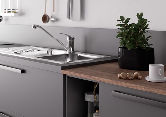 Customized Grey And Black Kitchen Cabinets Tailored EB Kitchen Set