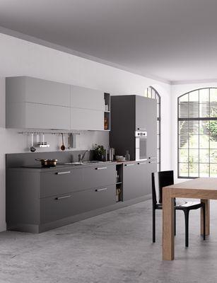 Customized Grey And Black Kitchen Cabinets Tailored EB Kitchen Set