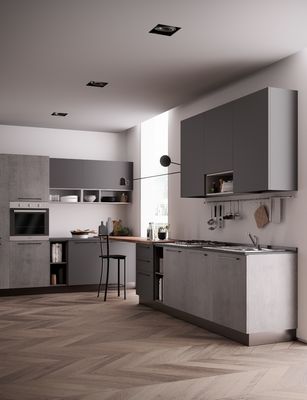 Customized L Shaped Kitchen Cabinets Industrial Style Tailored Kitchen Set