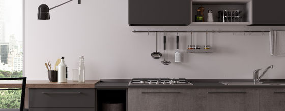 Customized L Shaped Kitchen Cabinets Industrial Style Tailored Kitchen Set