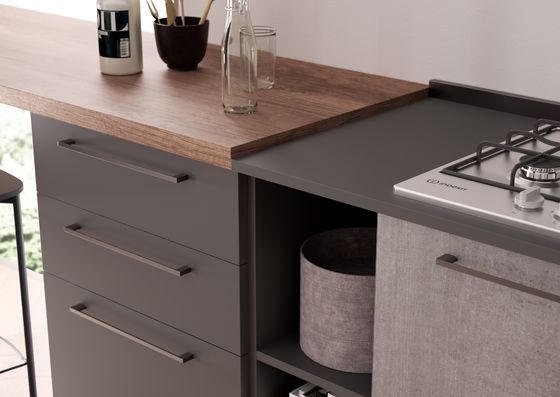 Customized L Shaped Kitchen Cabinets Industrial Style Tailored Kitchen Set