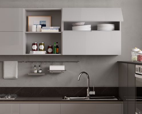 U Shaped Lacquer Kitchen Cabinet Tailored White And Grey Kitchen Cabinet