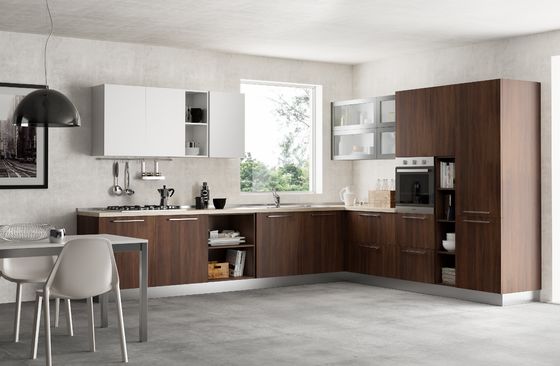 Wood Veneer Melamine White Kitchen Cabinets Tailored Melamine Kitchen Set