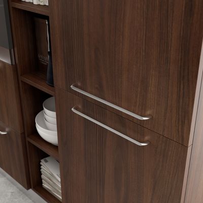Wood Veneer Melamine White Kitchen Cabinets Tailored Melamine Kitchen Set