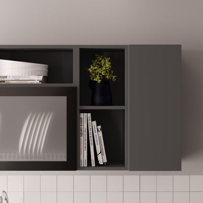 Customized Modern Wood Veneer Kitchen Cabinet Set Minimalist Kitchen System