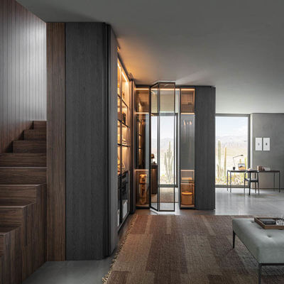 Modern clothes storage wardrobes furniture set custom bedroom aluminium glass door wooden walk in closet wardrobe design