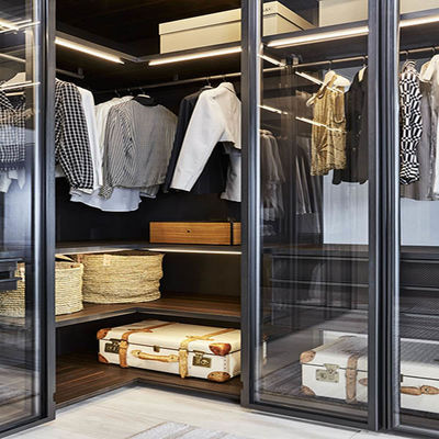 Custom Luxury Modern Design Wardrobe With Glass Door American High End Design Bedroom Closet Furniture With LED Light