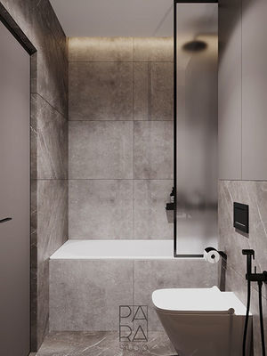 Customized Modern Wood Veneer Bathroom Vanity With Mirror And White Sink Black Rack