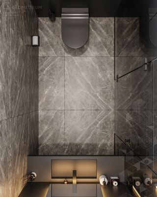 Customized All Black Bathroom Cabinet with Mirror Cabinet and Side Cabinet