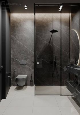 Luxury Matte Black Customized Bathroom Cabinet With Undermount Black Sink