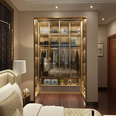 Metal modular custom stainless steel wooden designs modern bedroom closet wardrobe