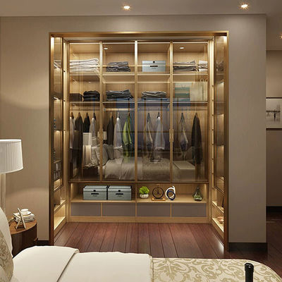 Metal modular custom stainless steel wooden designs modern bedroom closet wardrobe