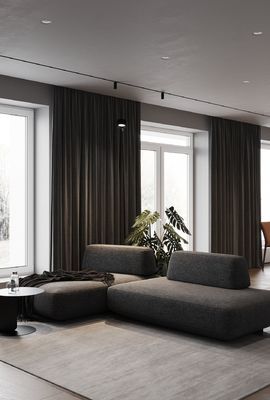 Minimalist Customized Living Room Design With Wooden Storage Cabinet