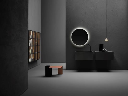 Industrial Style Black Customized Bathroom Storage Cabinet With Glass Door