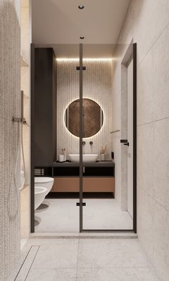 Black And Orange Customized Bathroom L Shaped Bathroom Cabinet ISO9001