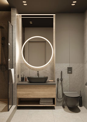 Retro Black Customized Bathroom Tailored Modern Bathroom Cabinet With Towel Racks