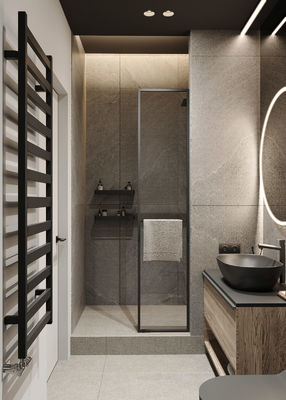 Retro Black Customized Bathroom Tailored Modern Bathroom Cabinet With Towel Racks