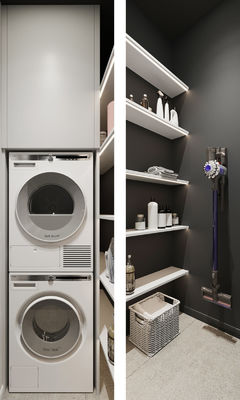 Retro Black Customized Bathroom Tailored Modern Bathroom Cabinet With Towel Racks