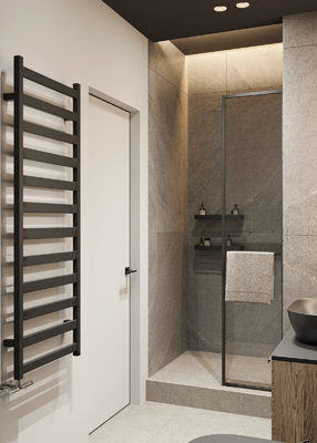 Retro Black Customized Bathroom Tailored Modern Bathroom Cabinet With Towel Racks