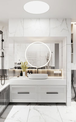 Customized Modern White Bathroom Vanity with Storage Cabinet