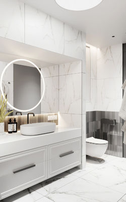 Customized Modern White Bathroom Vanity with Storage Cabinet