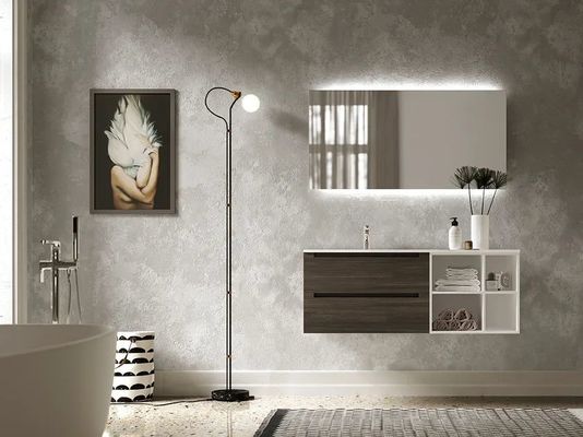 Modern Wood Grain Bathroom Vanity Double Sink Bathroom Cabinet Customized