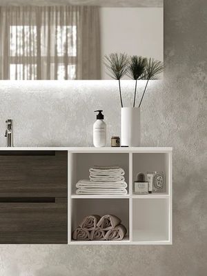Modern Wood Grain Bathroom Vanity Double Sink Bathroom Cabinet Customized