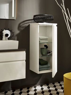 Customized White Lacquer Bathroom Vanity Modern Floating Storage Cabinet