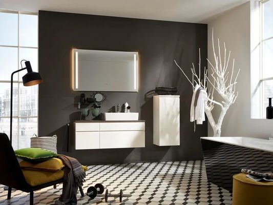 Customized White Lacquer Bathroom Vanity Modern Floating Storage Cabinet