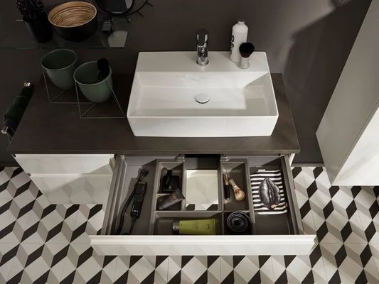 Customized White Lacquer Bathroom Vanity Modern Floating Storage Cabinet