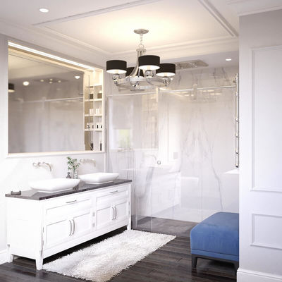 Customized Euclidean White Bathroom Cabinet with Stainless Steel Tower Rack
