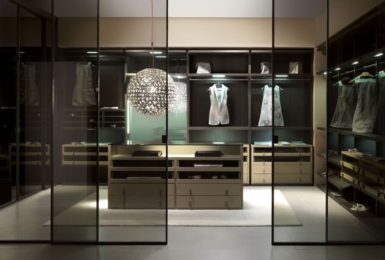 Customized Walk-in Wardrobe with Island Cabinet Class Sliding Doors Tailored Closet
