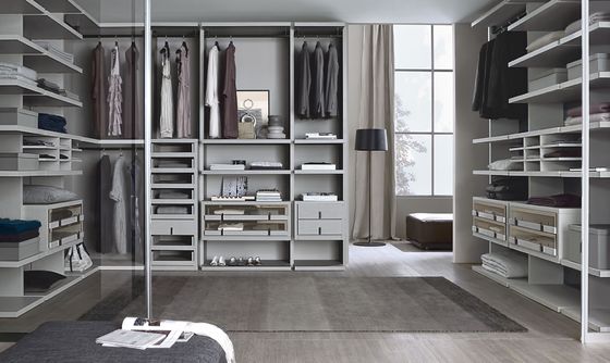 Customized Walk-in Wardrobe with Island Cabinet Class Sliding Doors Tailored Closet