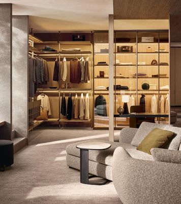 Customized Champagne Wardrobe with Class Doors Tailored Closet