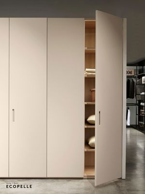 Customized White Modern Wardrobe with Leather Door Penals