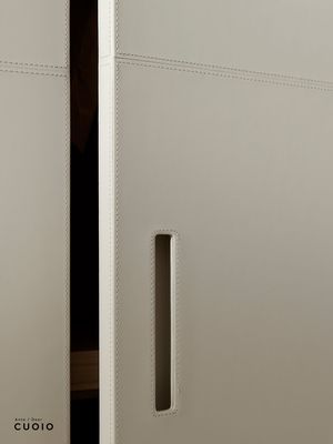 Customized White Modern Wardrobe with Leather Door Penals
