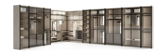Tailored Modern Custom Walk In Closet Wardrobe With Glass Door Penal