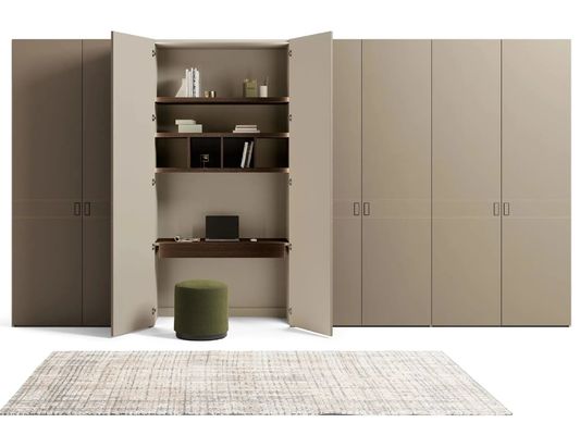 Modern Customized Leather Wardrobe Fitted Bedroom Closet