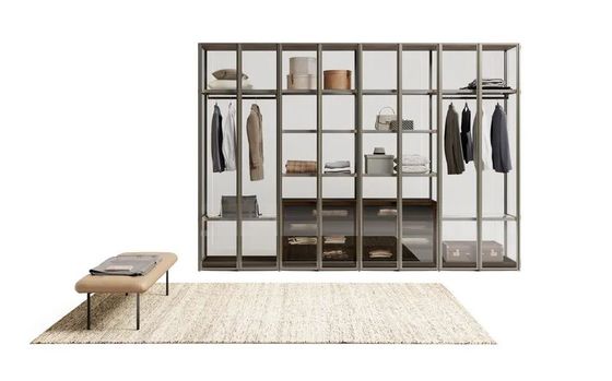Modern Customized Glass Wardrobe Fitted Bedroom Closet