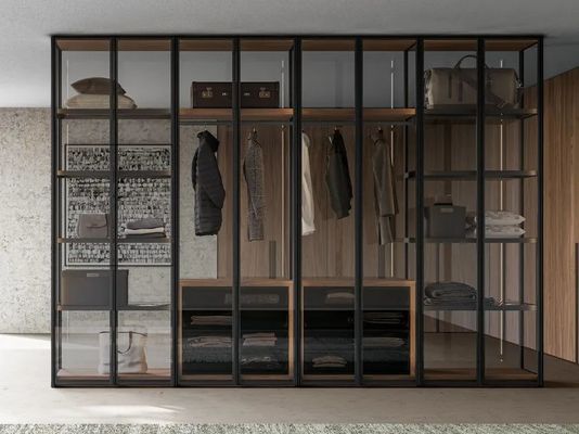 Modern Customized Glass Wardrobe Fitted Bedroom Closet