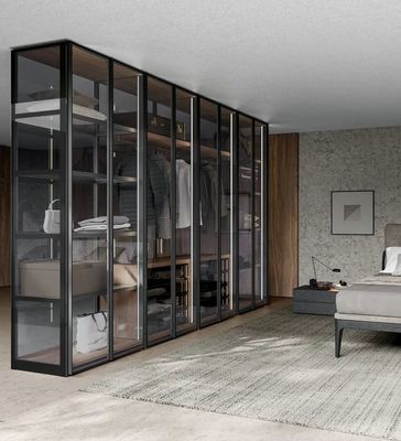 Modern Customized Glass Wardrobe Fitted Bedroom Closet