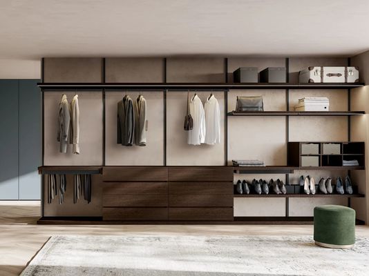 Modern Customized Open Wardrobe Fitted Bedroom Closet No Door