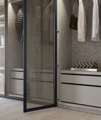 Fitted Modern Glass Wardrobe with Display Shelf Industrial Style Closet